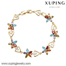 74646 china charm 14k gold plated brass bracelet flower shaped alloy popular bracelet